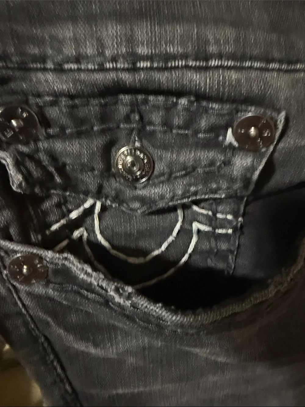 True Religion Black Jeans with White Logo Tag
